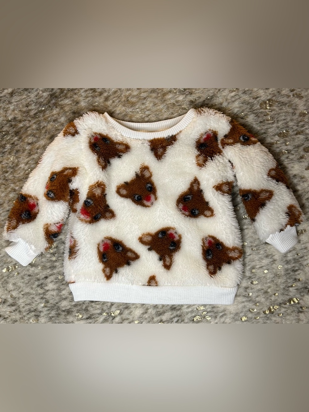 5 for $25🔥Rudolph the Red Nose Reindeer Sherpa Sweater Baby 3 Months
